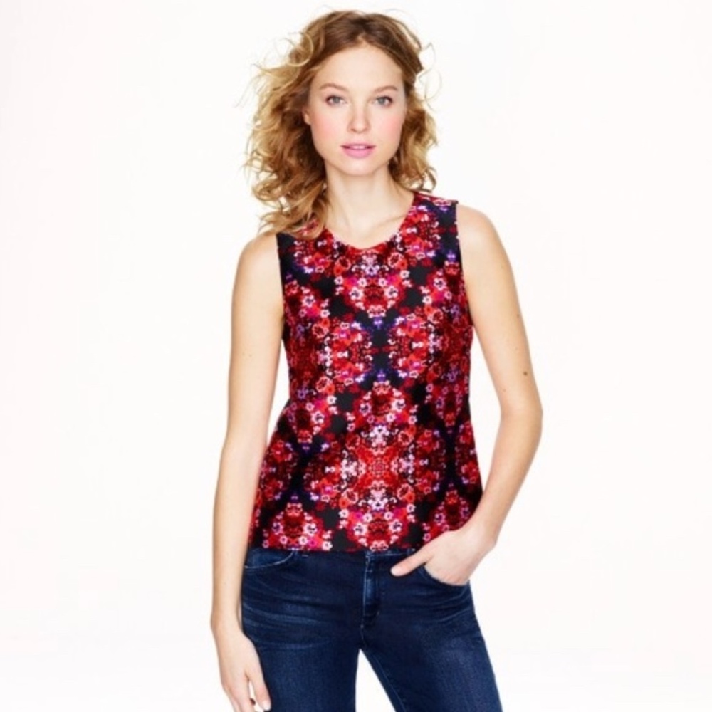 J.Crew Collection Berry Bouquet Silk Top Sz 6